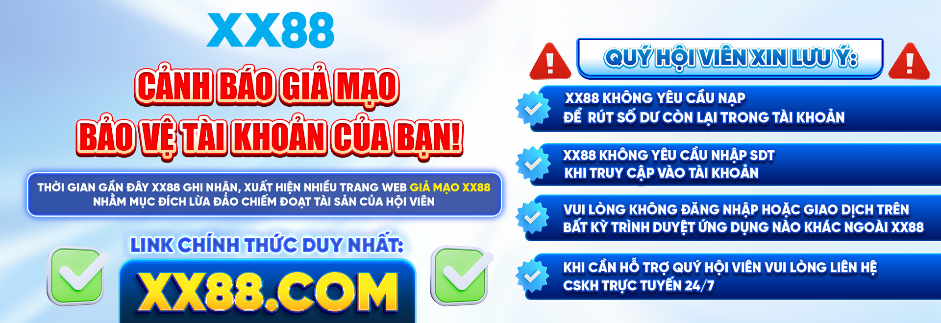 xx88 cảnh báo lừa đảo